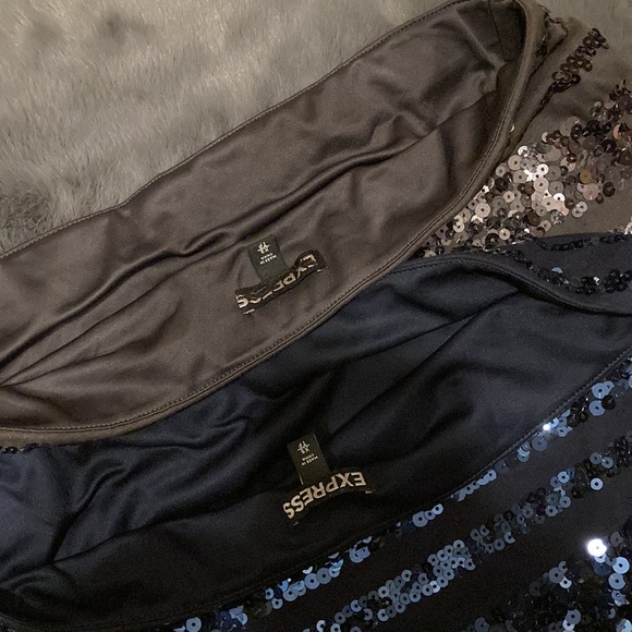 2 Express xs sequin skirts gray and blue - Picture 6 of 6